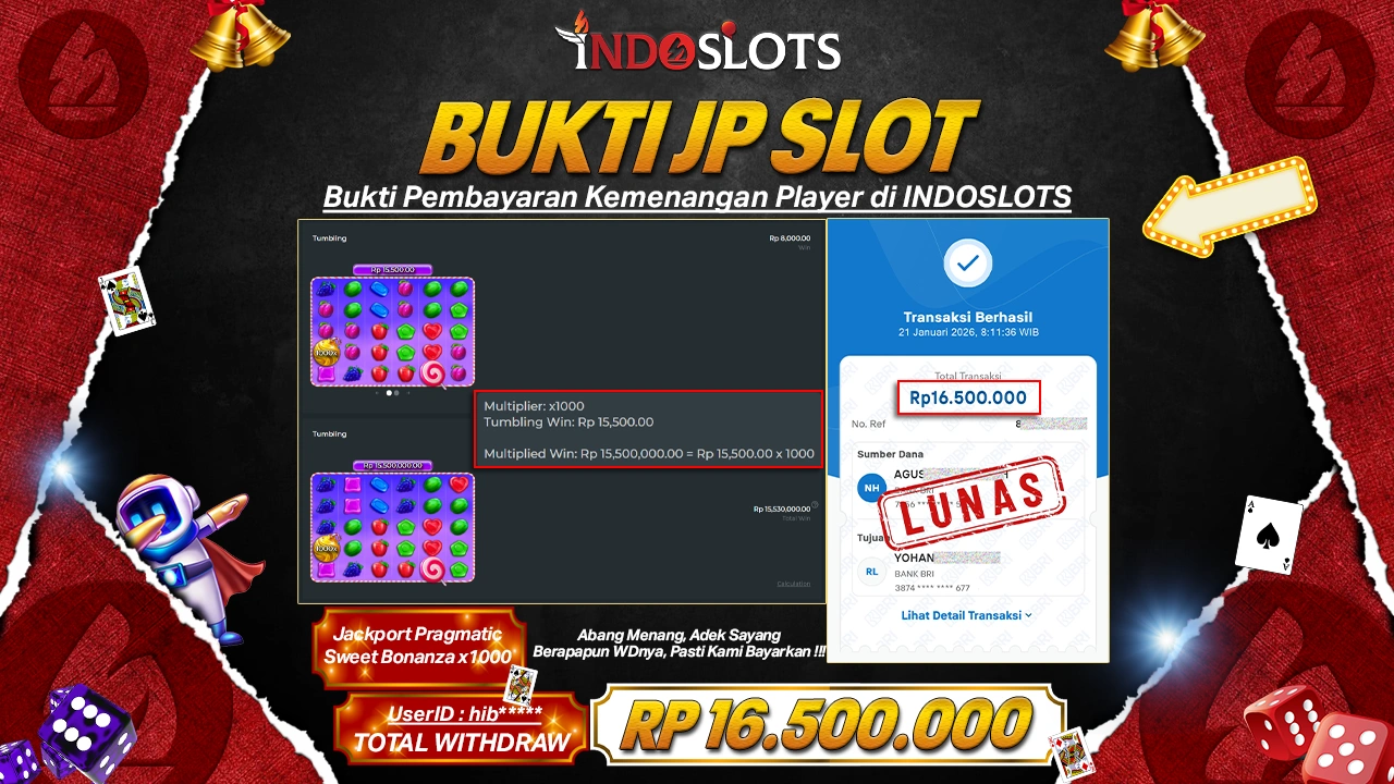 Tanpa Buy Spin Pun, Sweet Bonanza 1000 Indoslots Kasih Hibu**** Win Bersih Rp 16,5 Juta