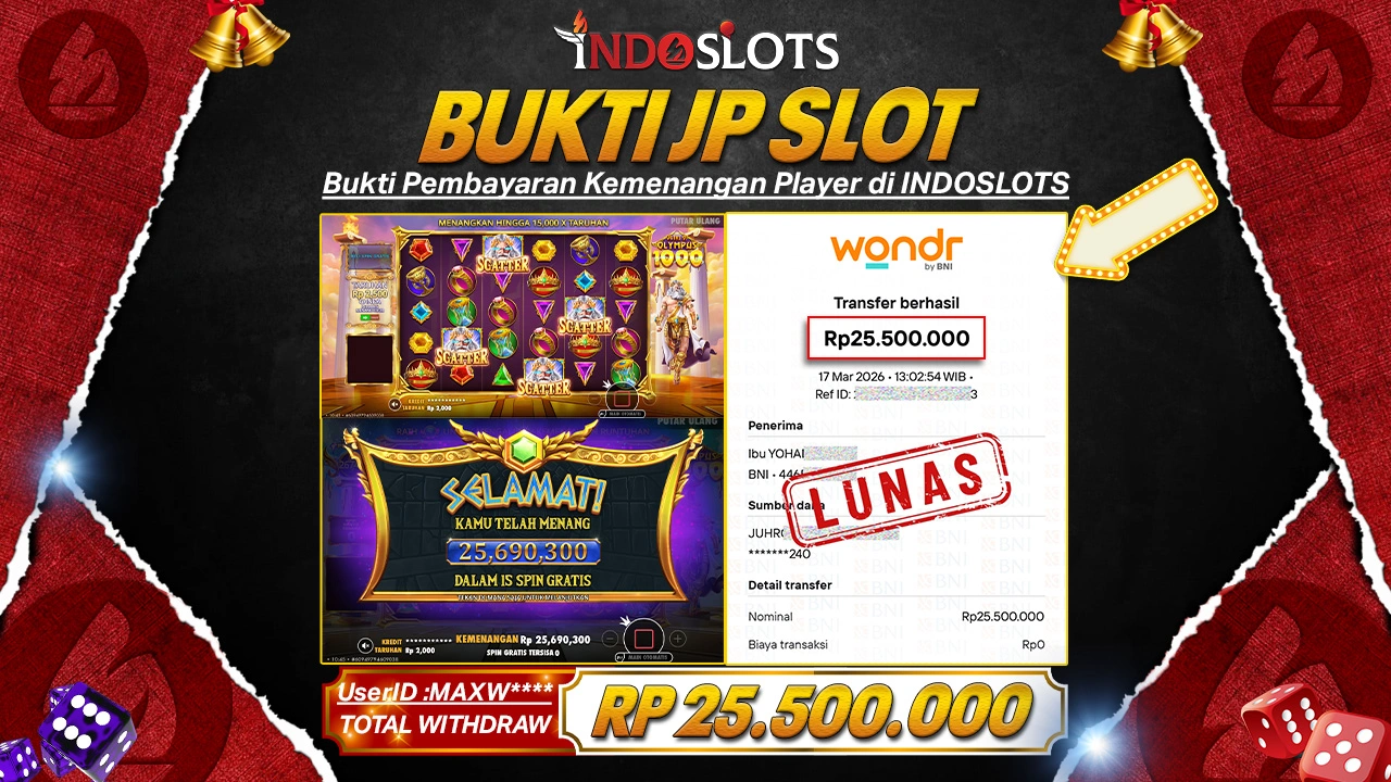Tanpa Buy Spin Pun, Gates Of Olympus 1000 Indoslots Kasih Maxw**** Win Bersih Rp 25,5 Juta