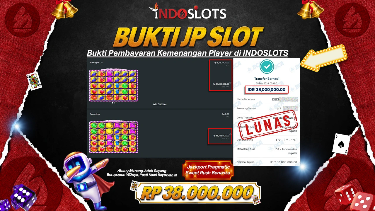 Kasi**** Kunci Rp 38 Juta Dari Sweet Rush Bonanza Slot Indoslots