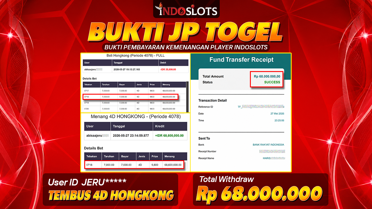 Racikan Nomor Jeru**** Di 4D Hongkong Indoslots Jepe Rp 68 Juta